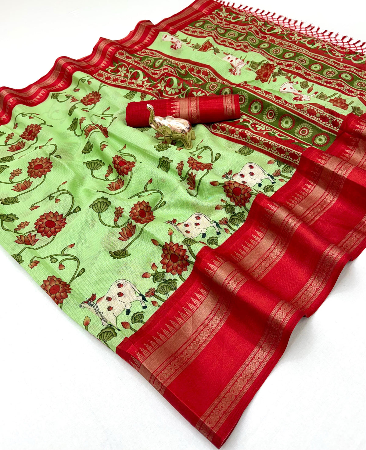 Gratifying Function Wear Kota Doriya Jacquard Weaving Border Rich Pallu Fancy Saree With Blouse Piece