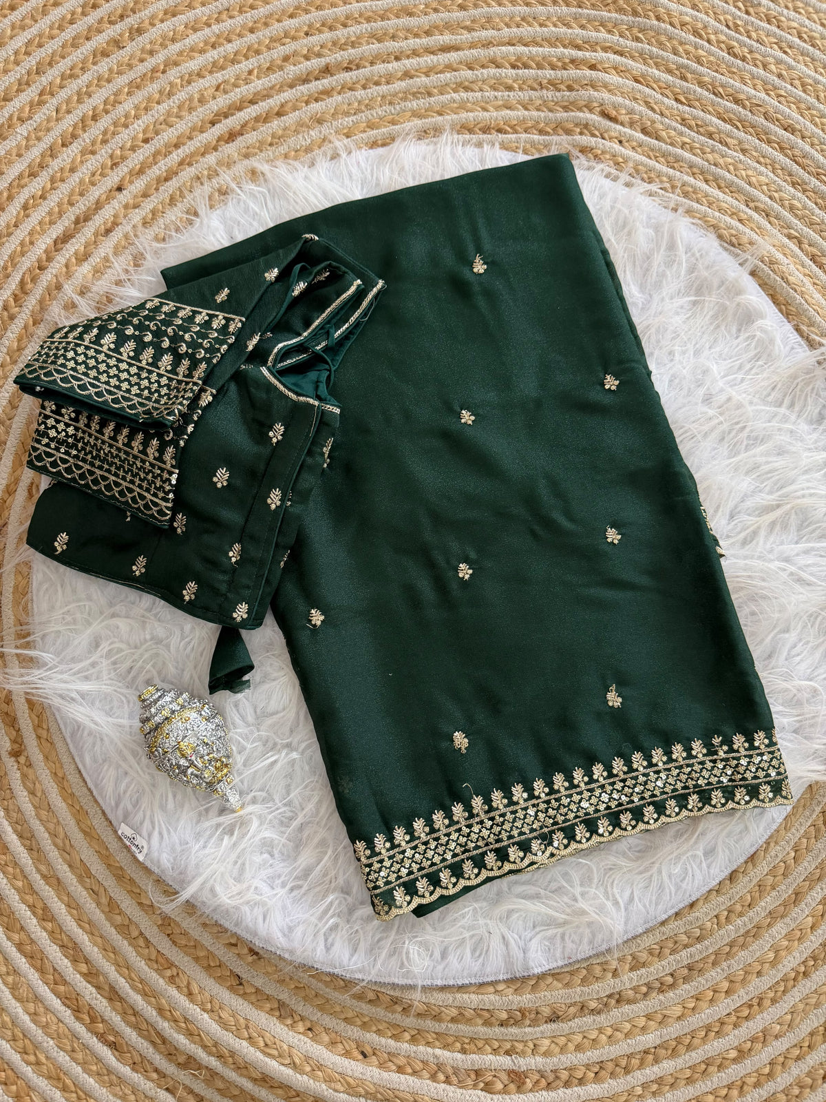 Glamorous Wedding Wear Soft Georgette Embroidery Sequence n Thread Work Designer Saree With Stitched Blouse