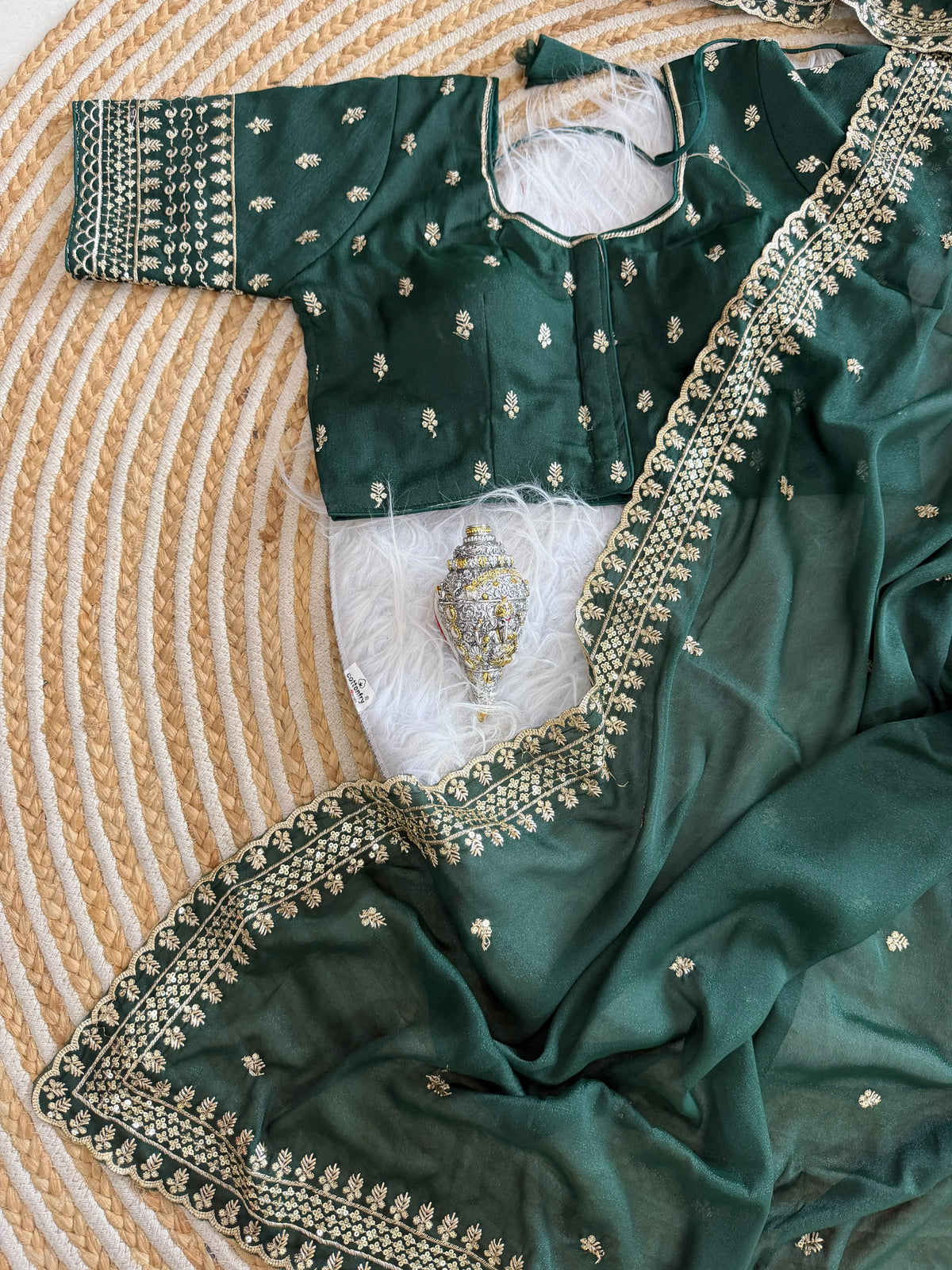 Glamorous Wedding Wear Soft Georgette Embroidery Sequence n Thread Work Designer Saree With Stitched Blouse