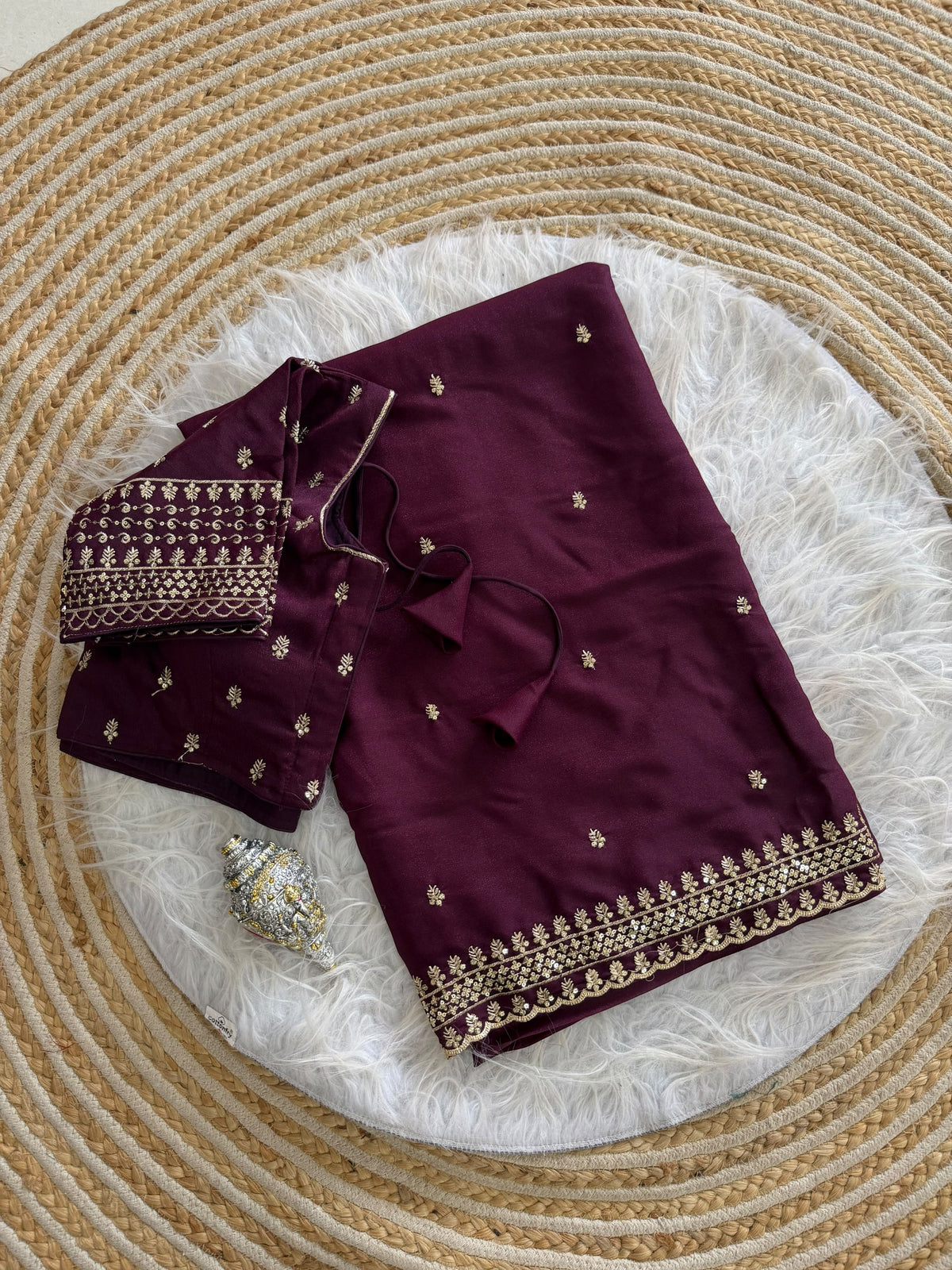 Glamorous Wedding Wear Soft Georgette Embroidery Sequence n Thread Work Designer Saree With Stitched Blouse