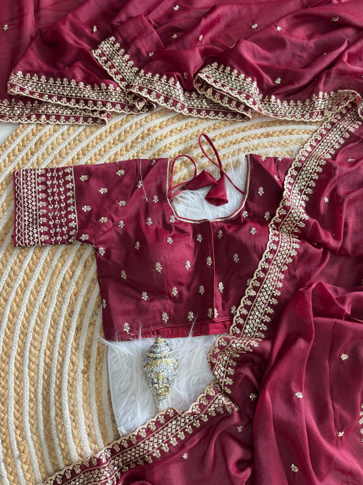 Glamorous Wedding Wear Soft Georgette Embroidery Sequence n Thread Work Designer Saree With Stitched Blouse
