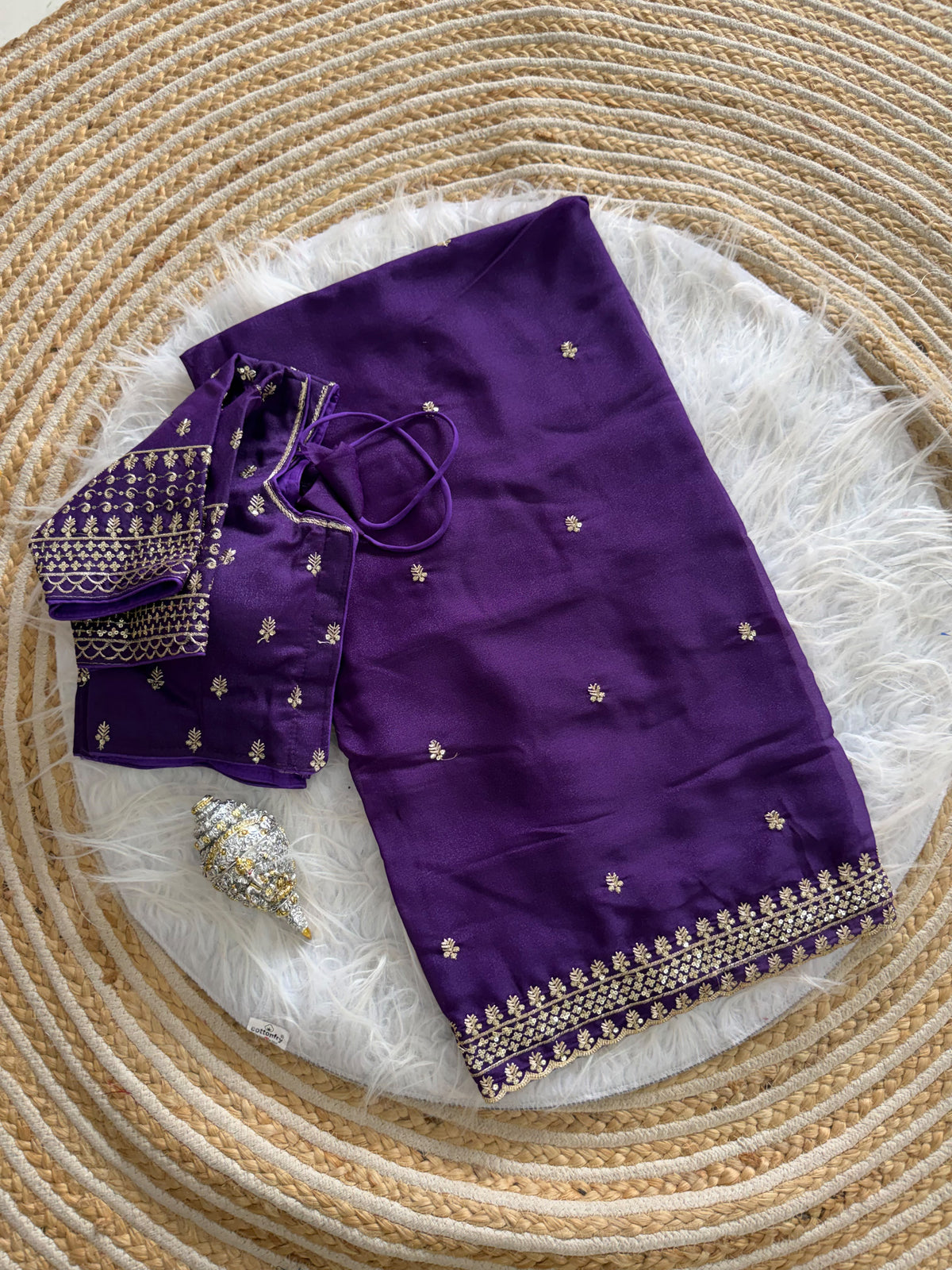 Glamorous Wedding Wear Soft Georgette Embroidery Sequence n Thread Work Designer Saree With Stitched Blouse
