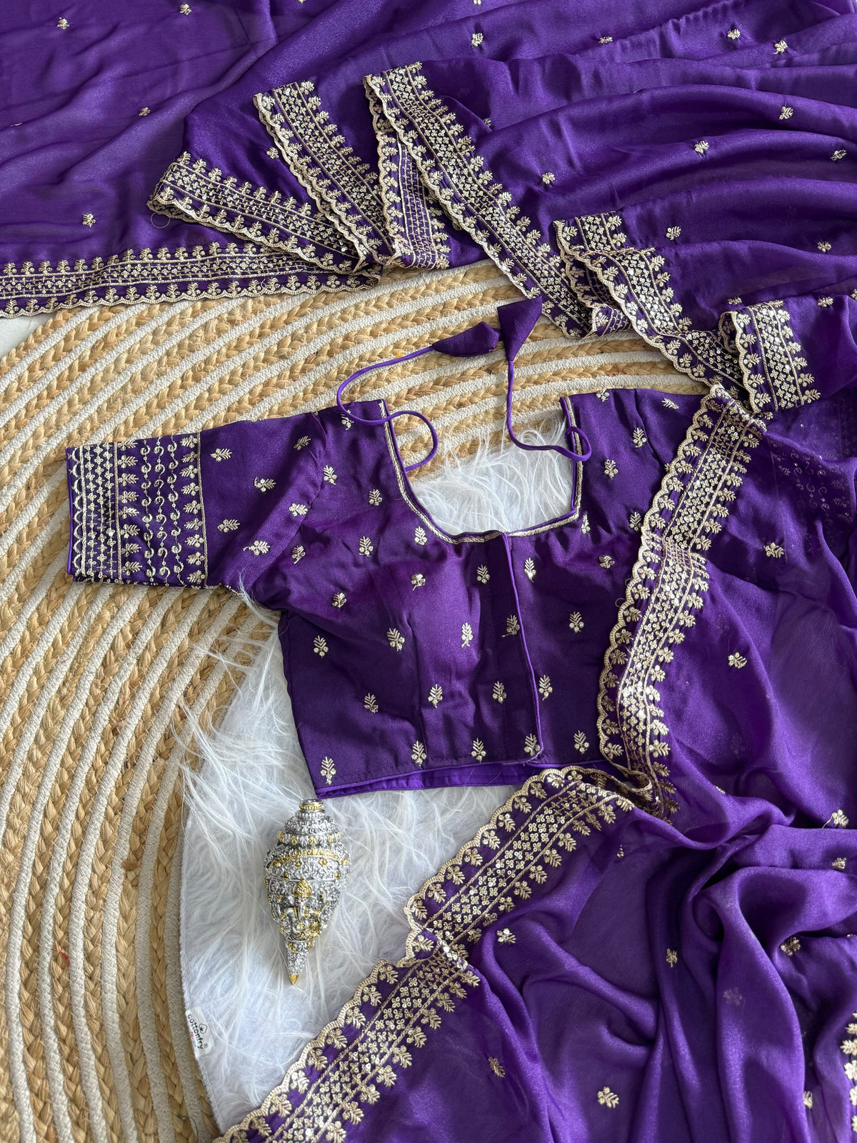 Glamorous Wedding Wear Soft Georgette Embroidery Sequence n Thread Work Designer Saree With Stitched Blouse