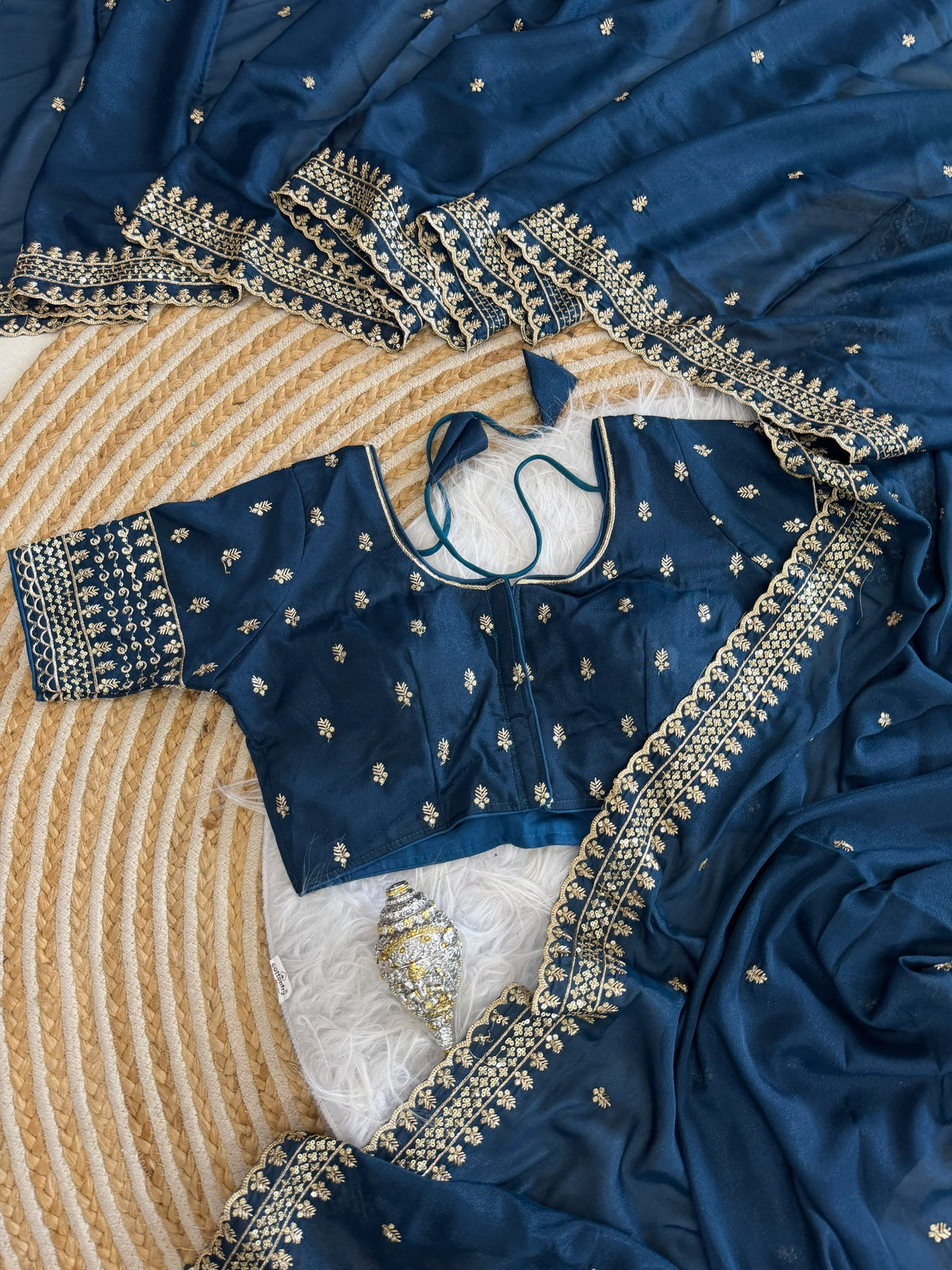 Glamorous Wedding Wear Soft Georgette Embroidery Sequence n Thread Work Designer Saree With Stitched Blouse