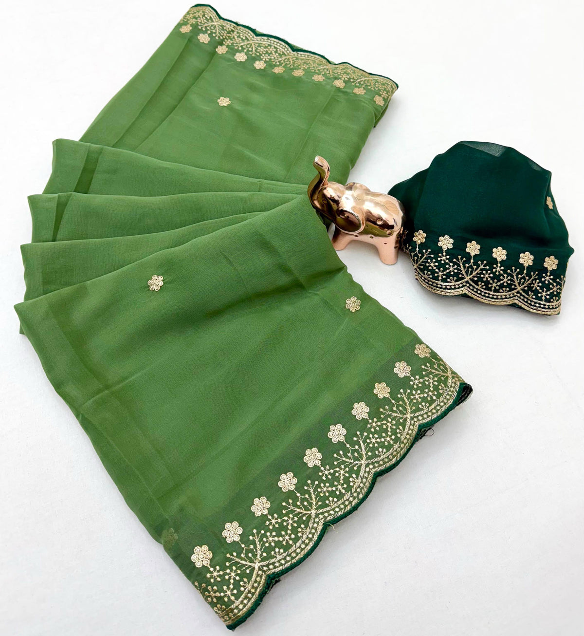Splendorous Function Wear Georgette Embroidery Work Fancy Saree With Blissful Blouse Piece
