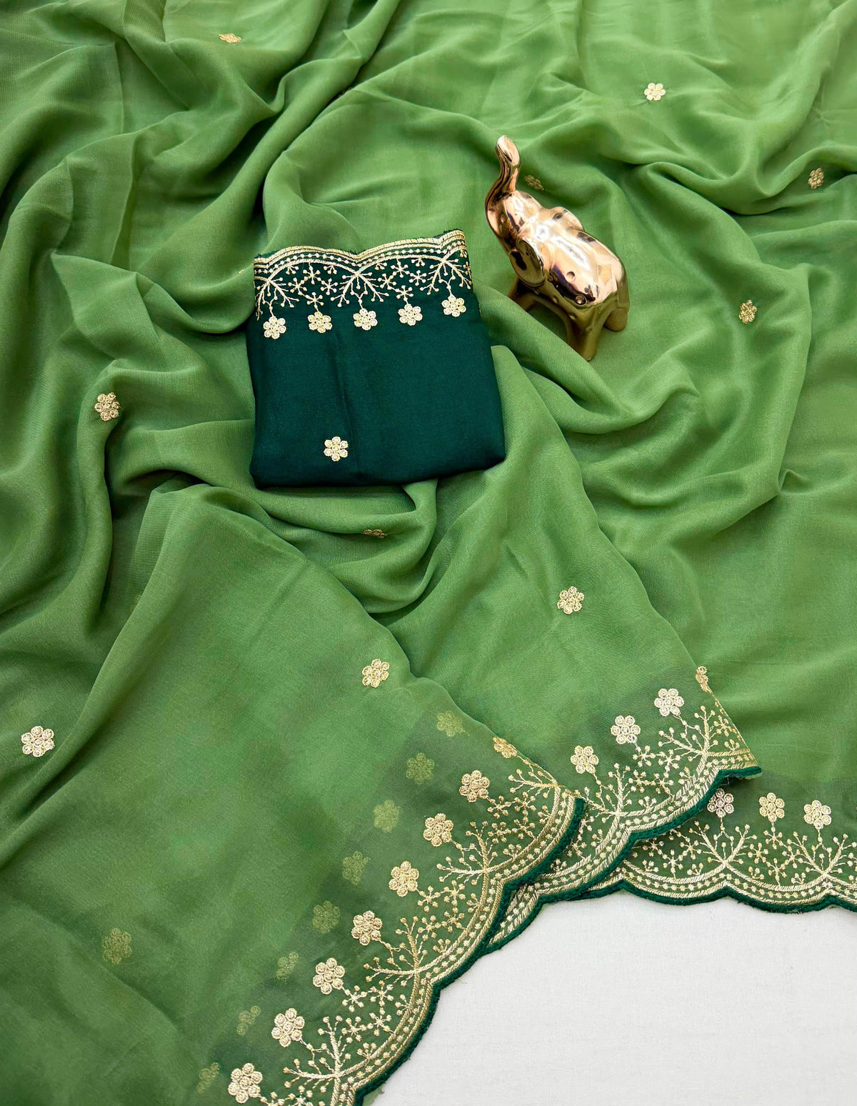 Splendorous Function Wear Georgette Embroidery Work Fancy Saree With Blissful Blouse Piece