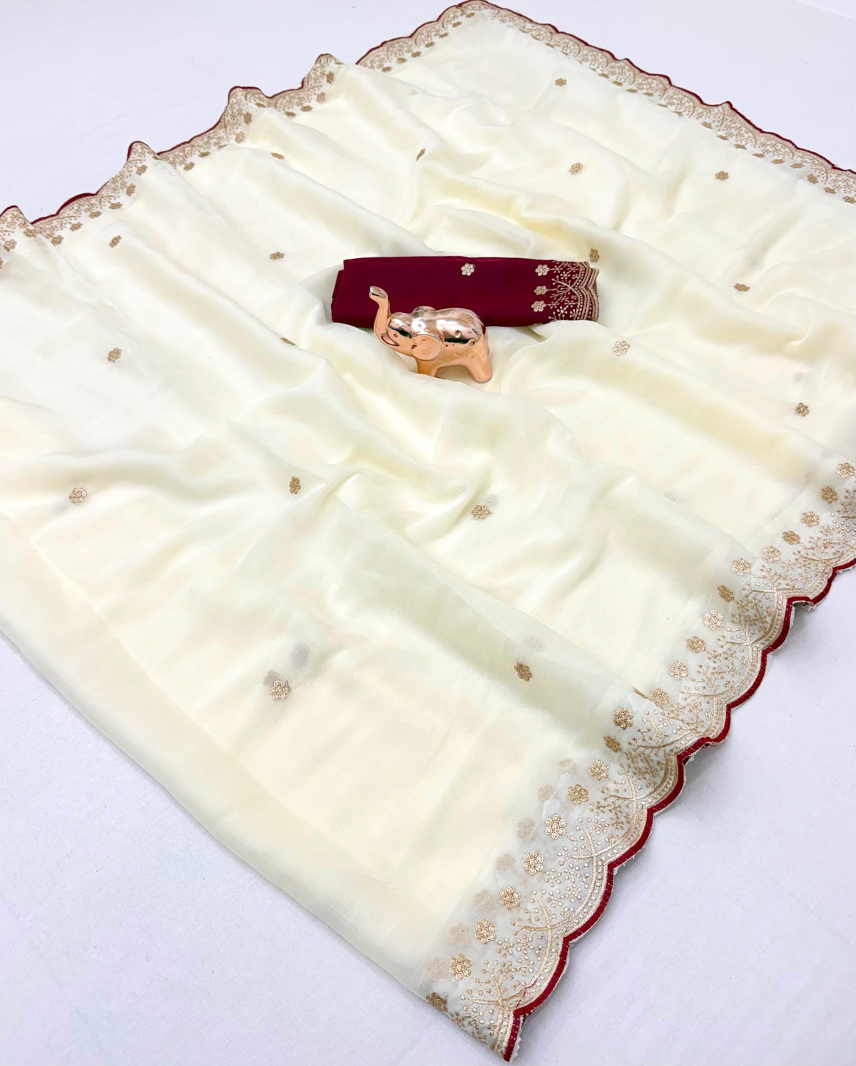 Splendorous Function Wear Georgette Embroidery Work Fancy Saree With Blissful Blouse Piece