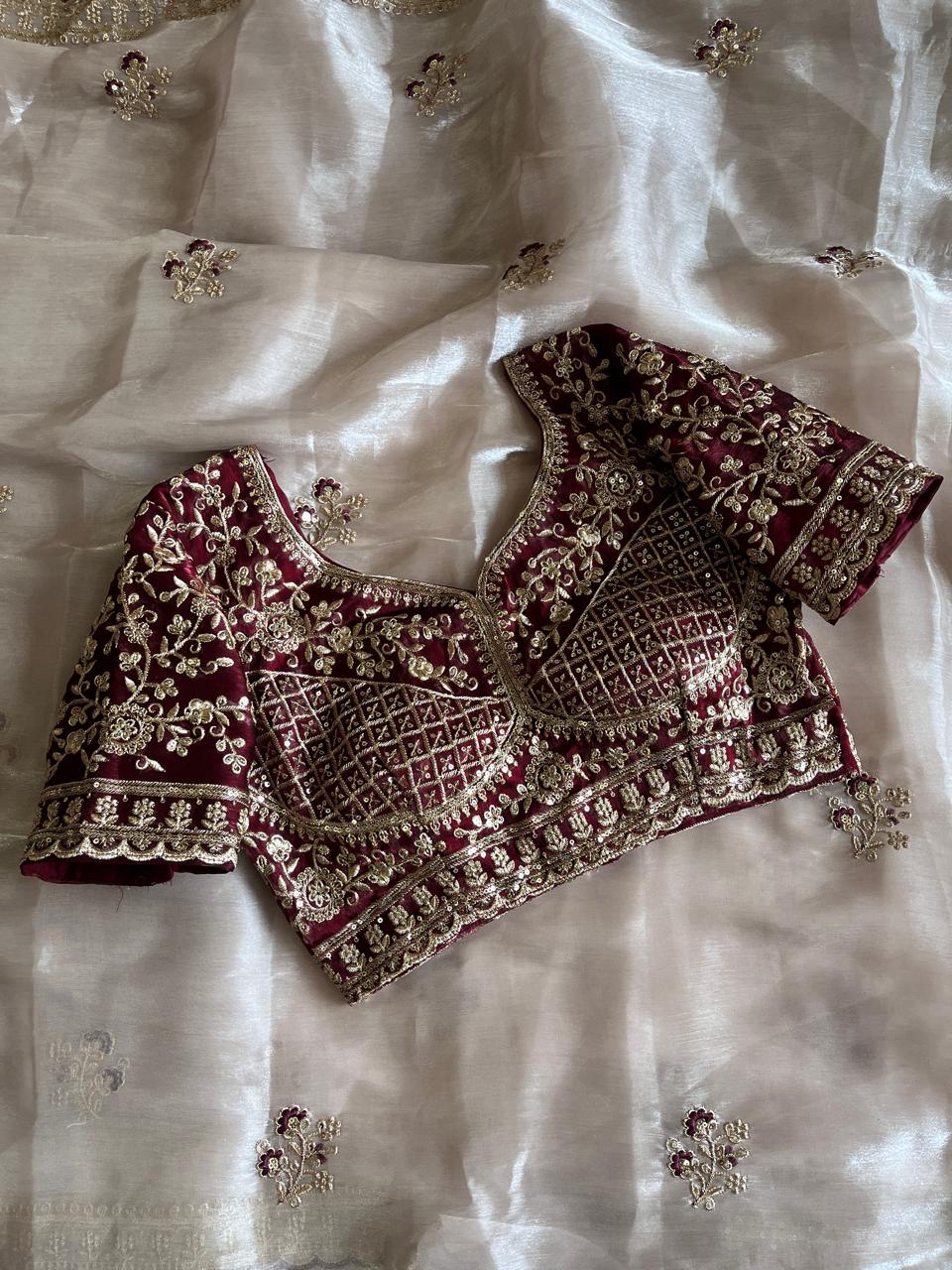 Alverina Wedding Wear Silk Embroidery n Thread Work Fancy Saree With Unstitched Blouse Piece