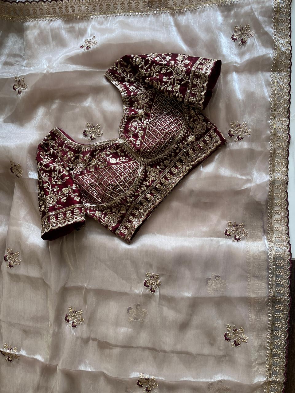 Alverina Wedding Wear Silk Embroidery n Thread Work Fancy Saree With Unstitched Blouse Piece