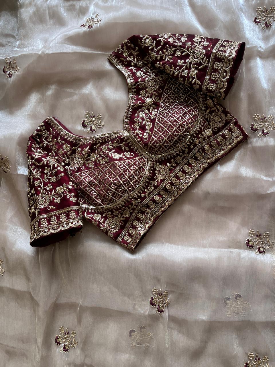 Alverina Wedding Wear Silk Embroidery n Thread Work Fancy Saree With Unstitched Blouse Piece