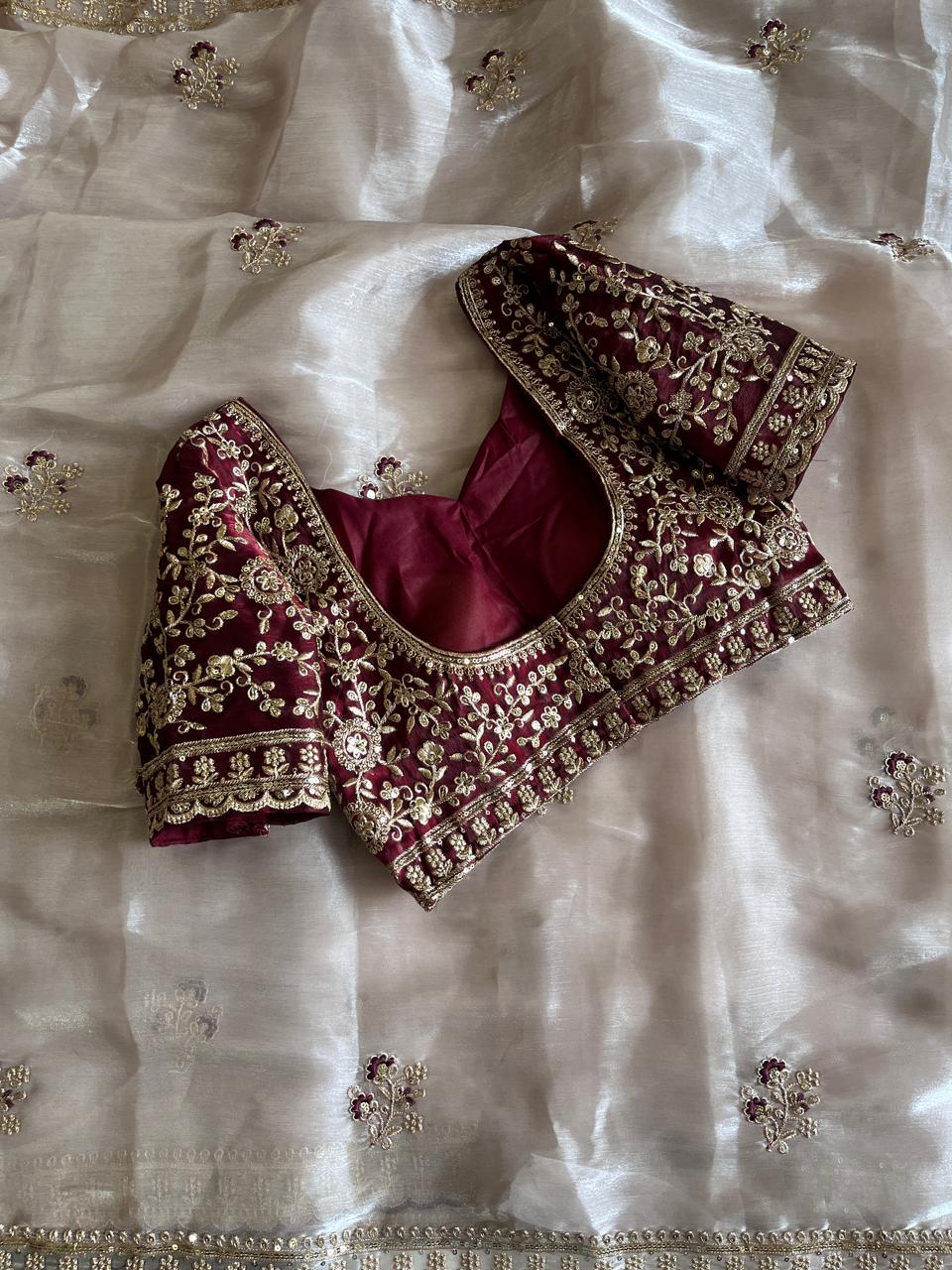 Alverina Wedding Wear Silk Embroidery n Thread Work Fancy Saree With Unstitched Blouse Piece