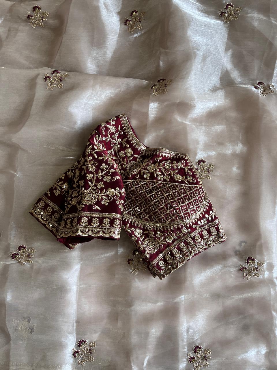 Alverina Wedding Wear Silk Embroidery n Thread Work Fancy Saree With Unstitched Blouse Piece