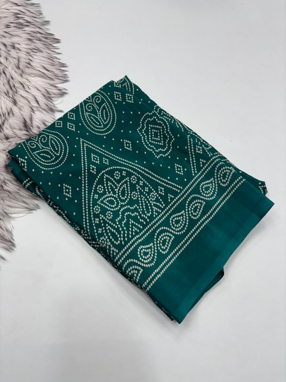 Traditional Party Wear Satin Silk Ajrak Printed Rich Pallu n Tussels Work Fancy Saree With Blouse Piece