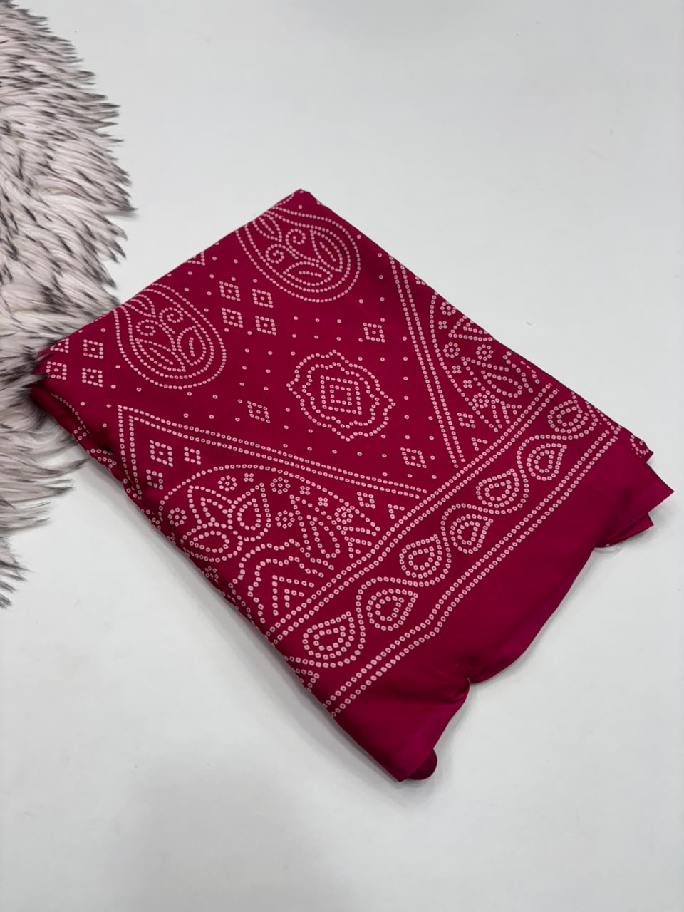 Traditional Party Wear Satin Silk Ajrak Printed Rich Pallu n Tussels Work Fancy Saree With Blouse Piece