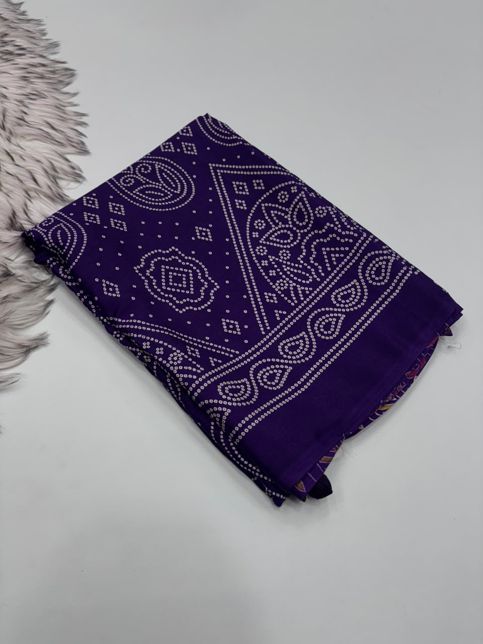 Traditional Party Wear Satin Silk Ajrak Printed Rich Pallu n Tussels Work Fancy Saree With Blouse Piece