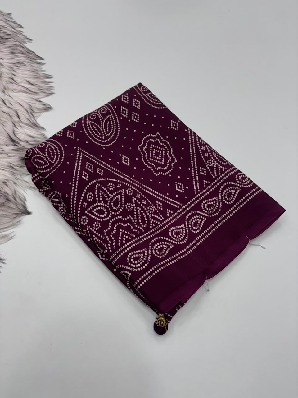 Traditional Party Wear Satin Silk Ajrak Printed Rich Pallu n Tussels Work Fancy Saree With Blouse Piece