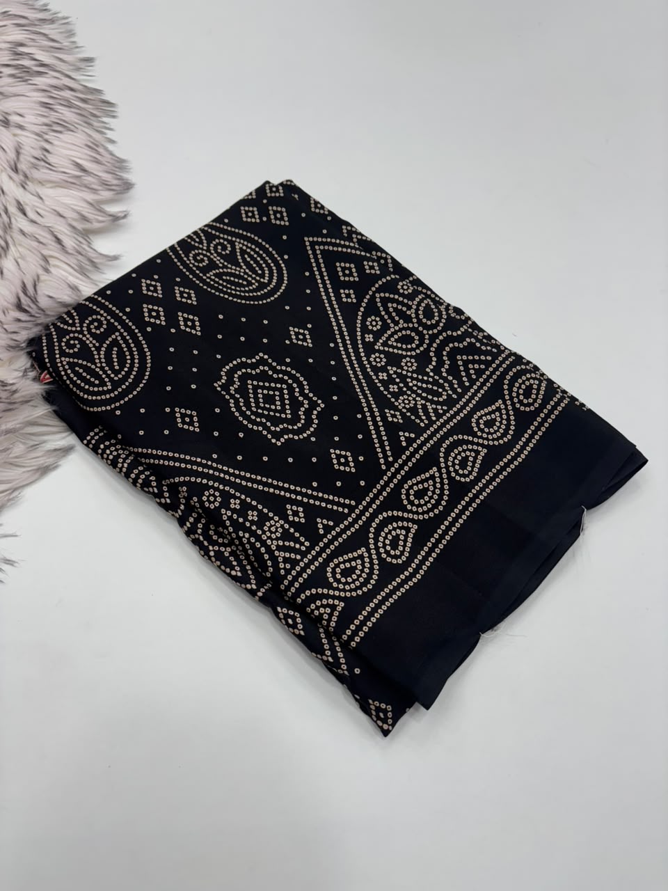 Traditional Party Wear Satin Silk Ajrak Printed Rich Pallu n Tussels Work Fancy Saree With Blouse Piece