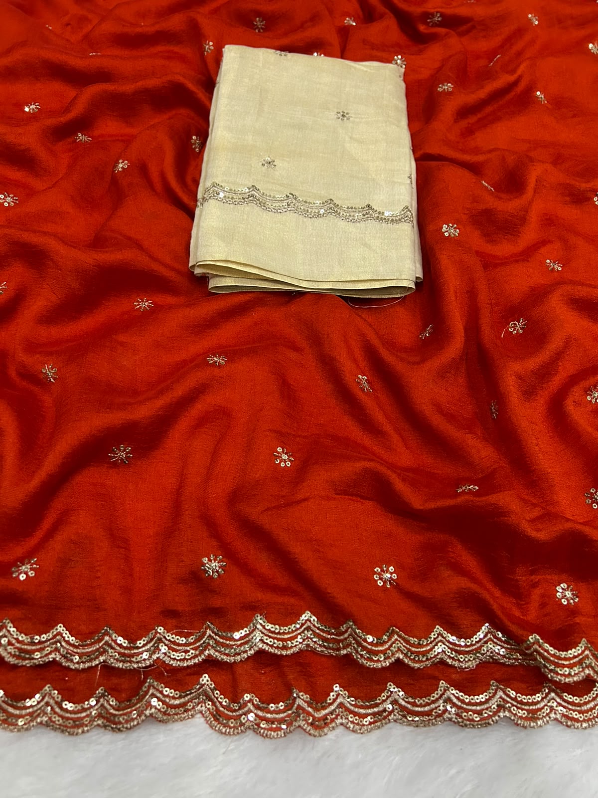 Gratifying Function Wear Silk Embroidery n Sequence Work Fancy Saree With Blouse Piece