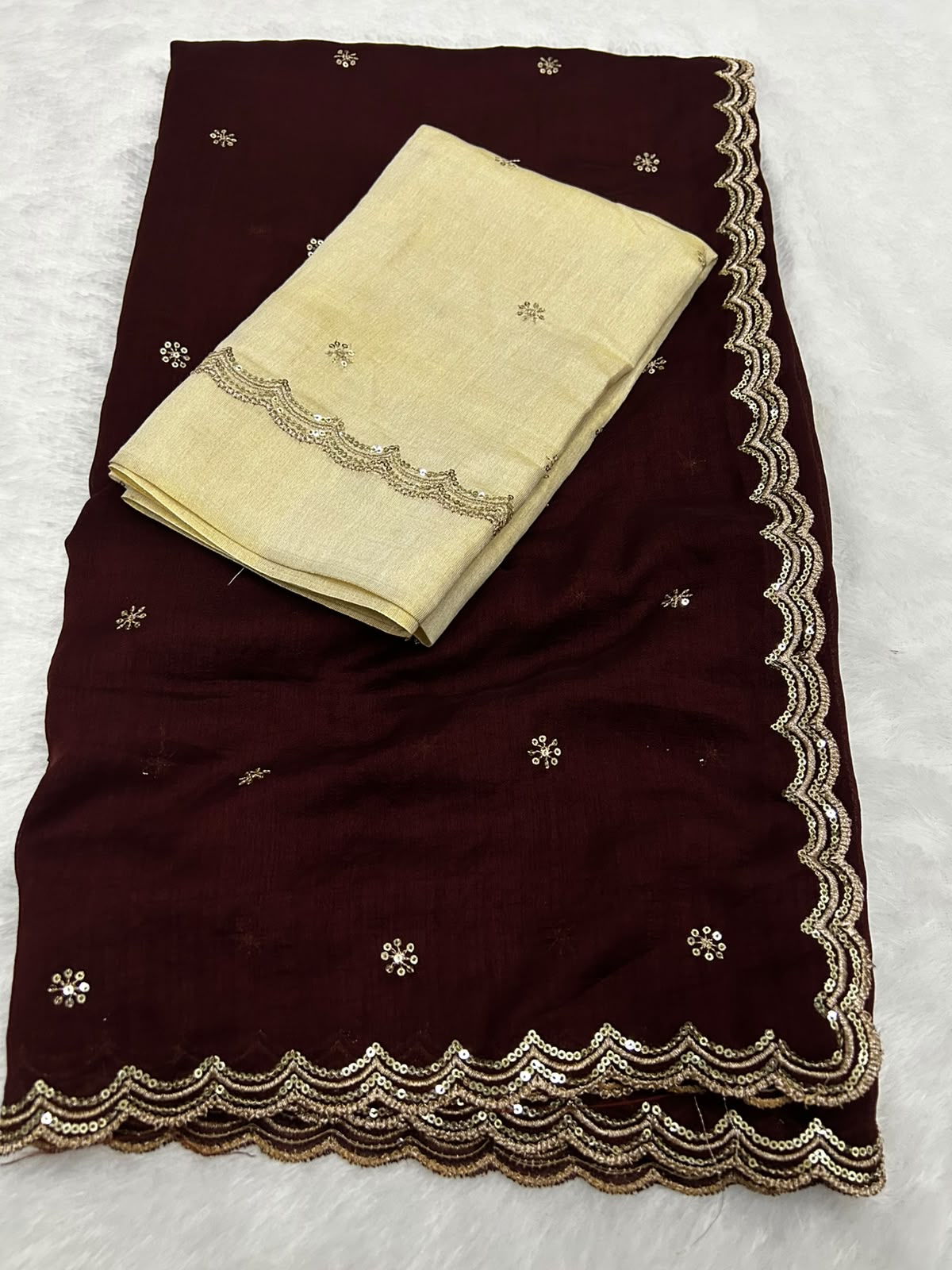 Gratifying Function Wear Silk Embroidery n Sequence Work Fancy Saree With Blouse Piece