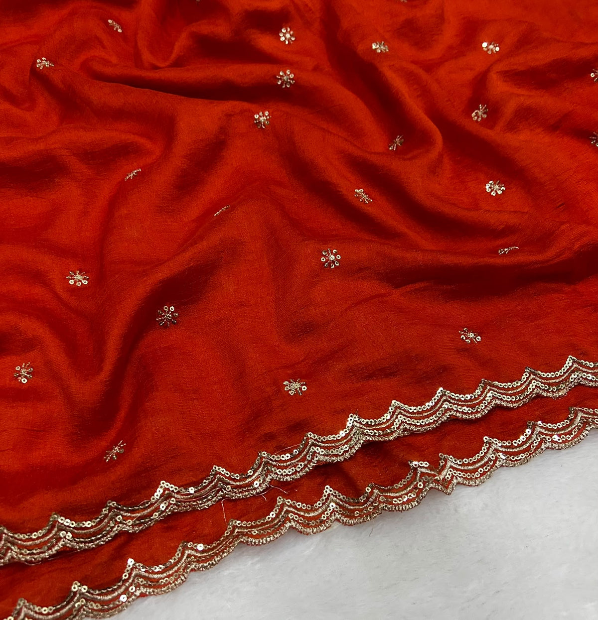 Gratifying Function Wear Silk Embroidery n Sequence Work Fancy Saree With Blouse Piece