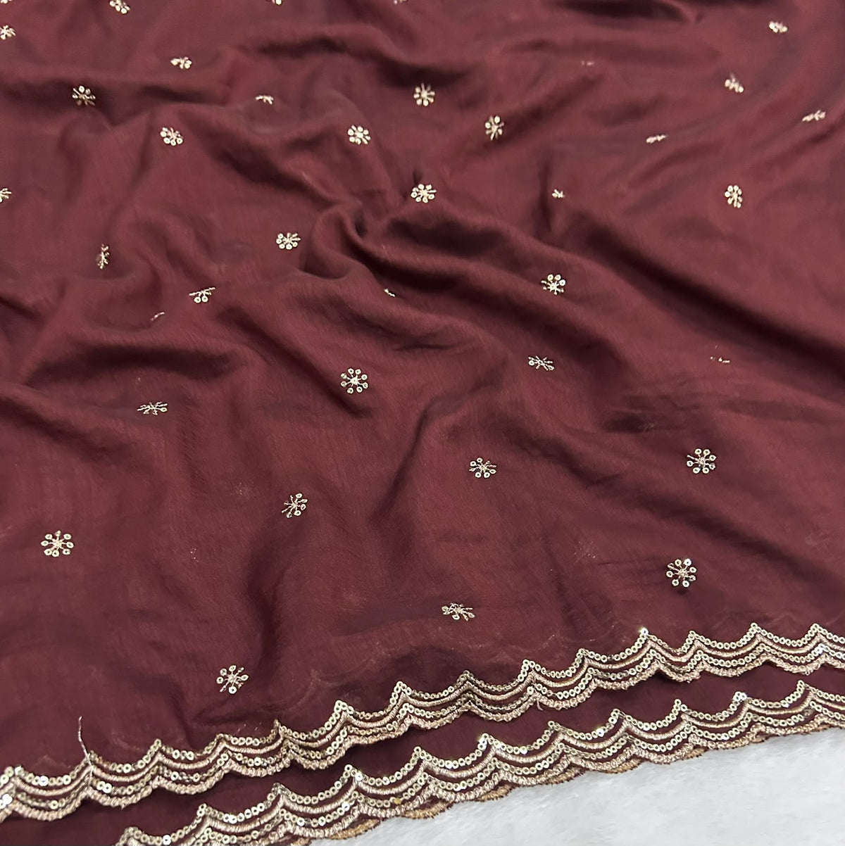 Gratifying Function Wear Silk Embroidery n Sequence Work Fancy Saree With Blouse Piece