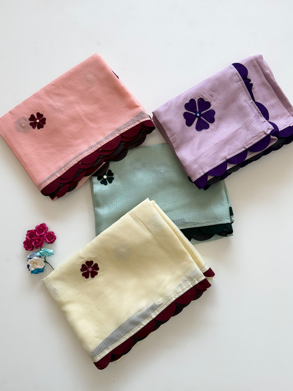 Blossom Festive Wear Kotadoriya Beautiful Flower Work Designer Saree With Blouse Piece