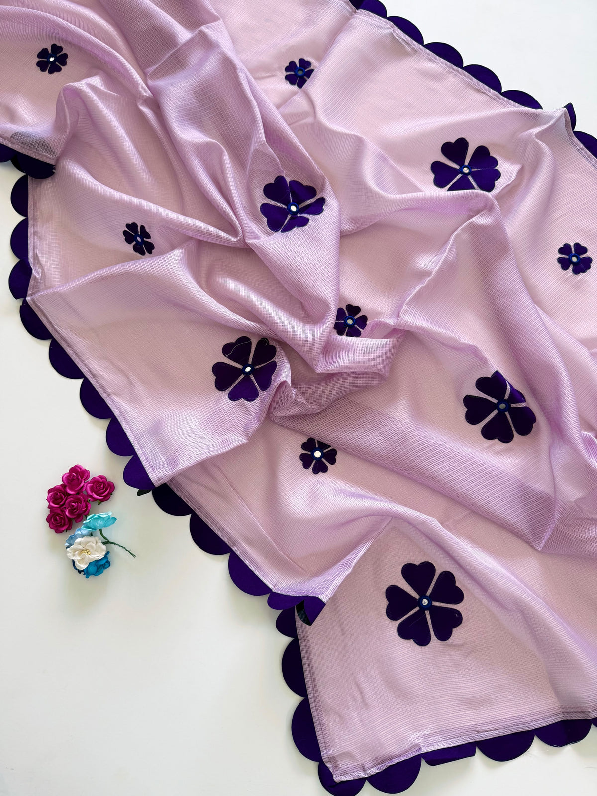 Blossom Festive Wear Kotadoriya Beautiful Flower Work Designer Saree With Blouse Piece