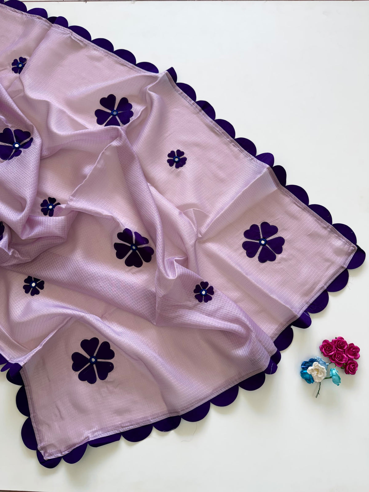 Blossom Festive Wear Kotadoriya Beautiful Flower Work Designer Saree With Blouse Piece