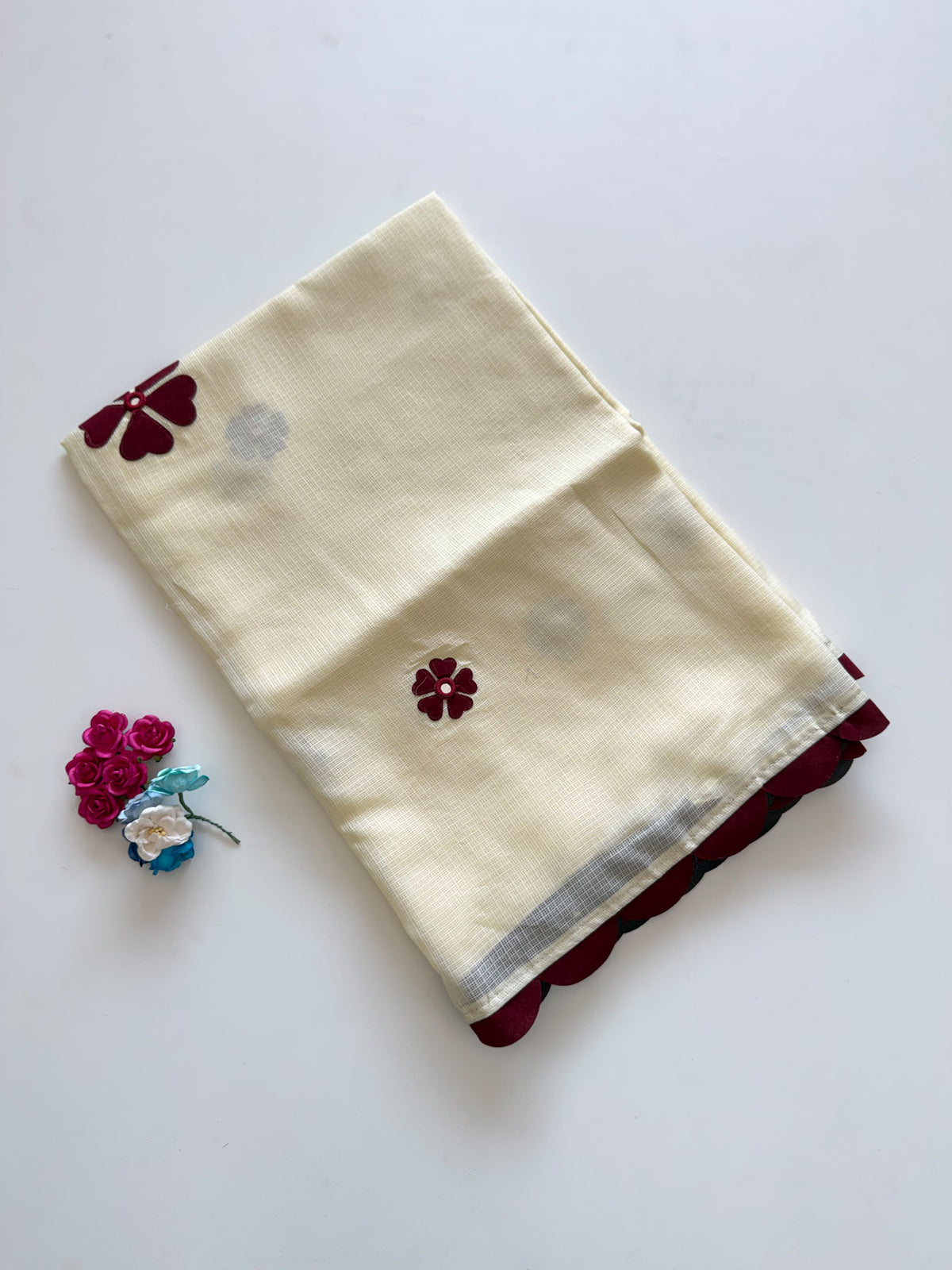Blossom Festive Wear Kotadoriya Beautiful Flower Work Designer Saree With Blouse Piece