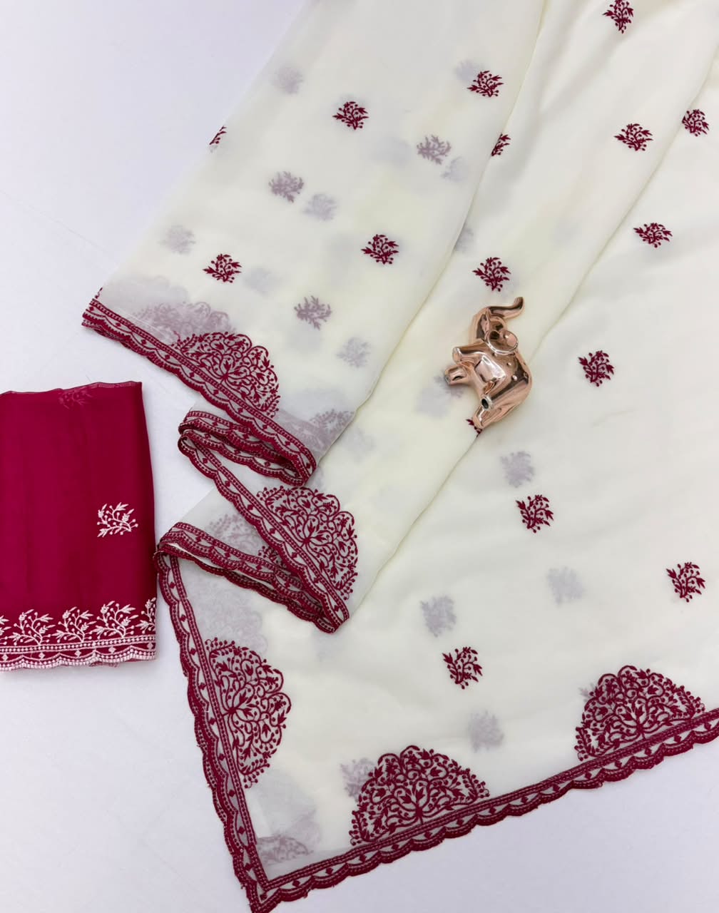 Imaginative Festive Wear Georgette Multi Embroidery Work Designer Saree With Blouse Piece