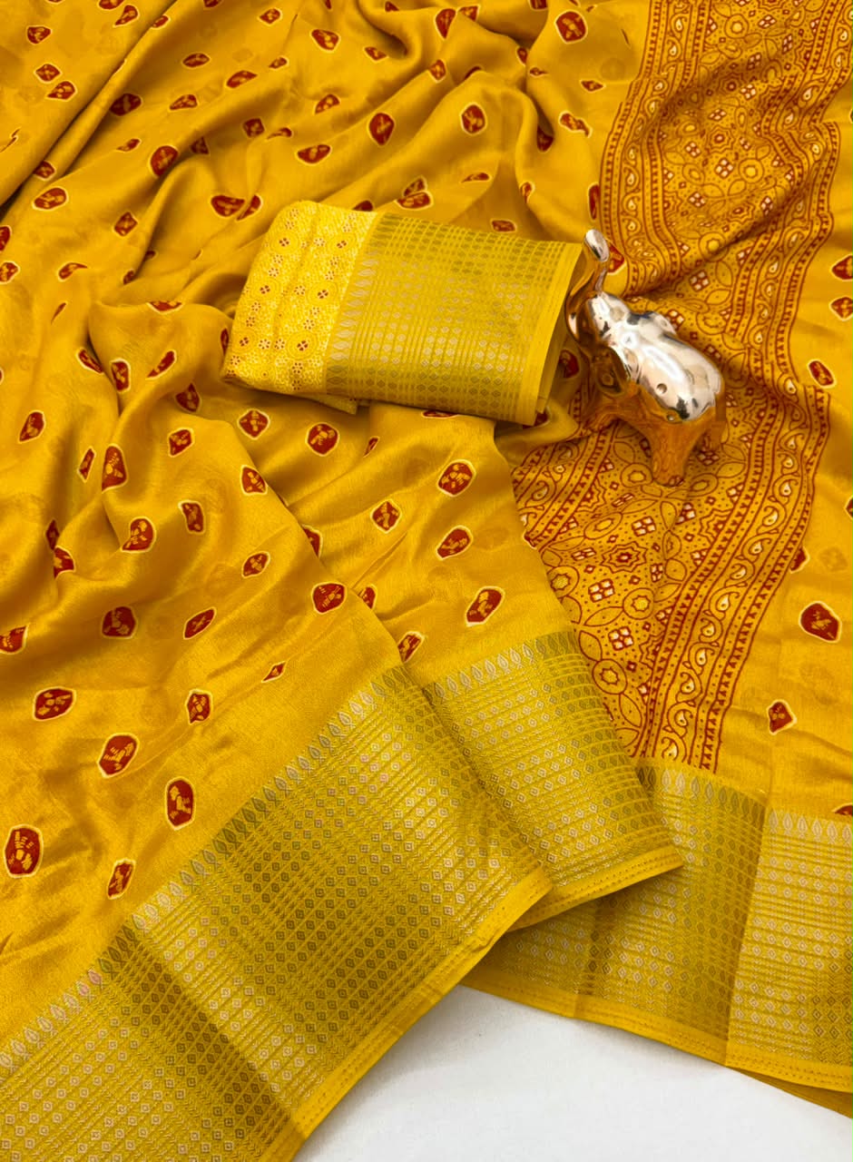 Incredible Function Wear Soft Silk Jacquard Weaving Border Designer Saree With Blouse Piece