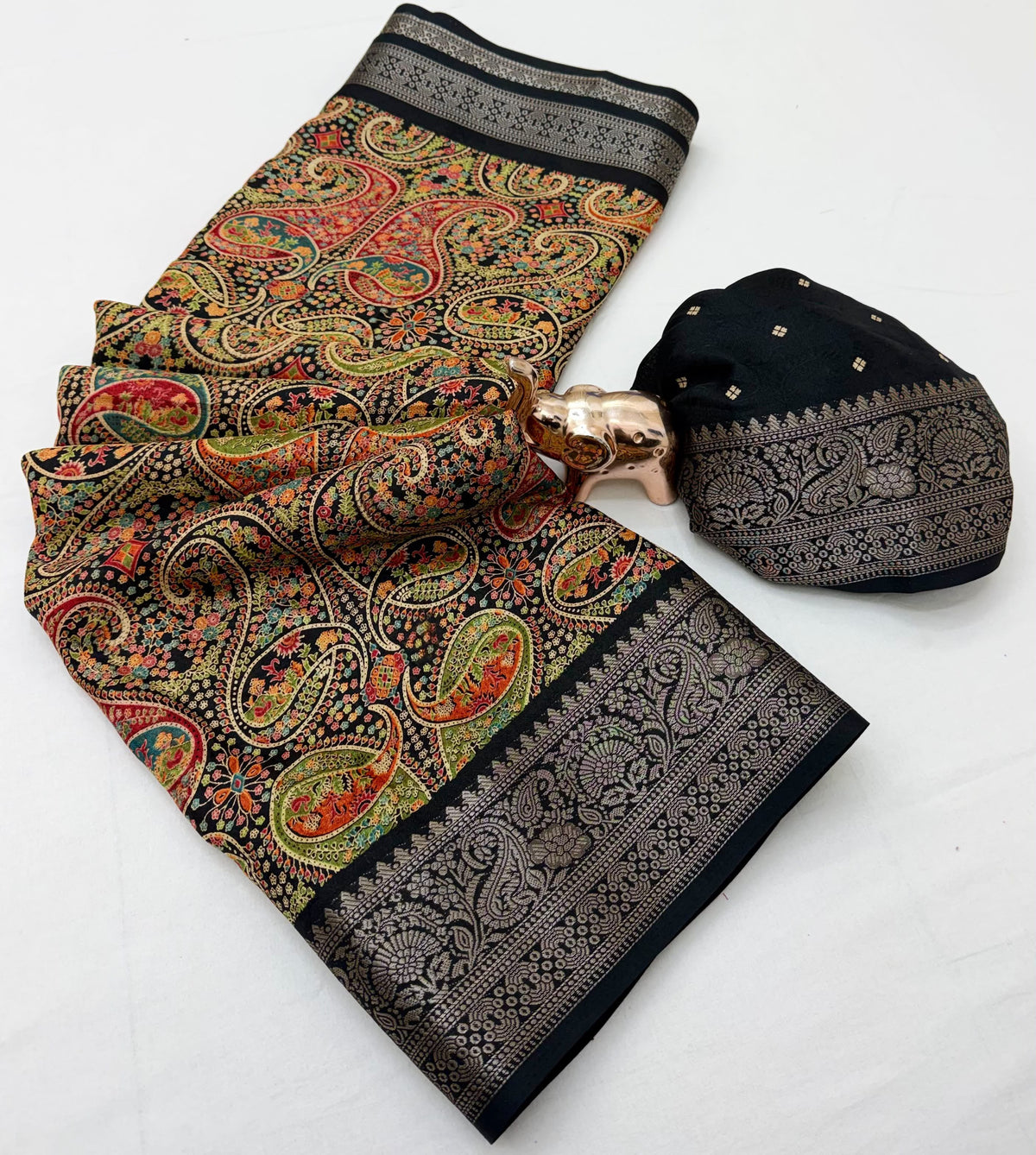 Splendiferous Festive Wear Pure Soft Silk Print Jacquard Border Fancy Designer Saree With Blouse Piece