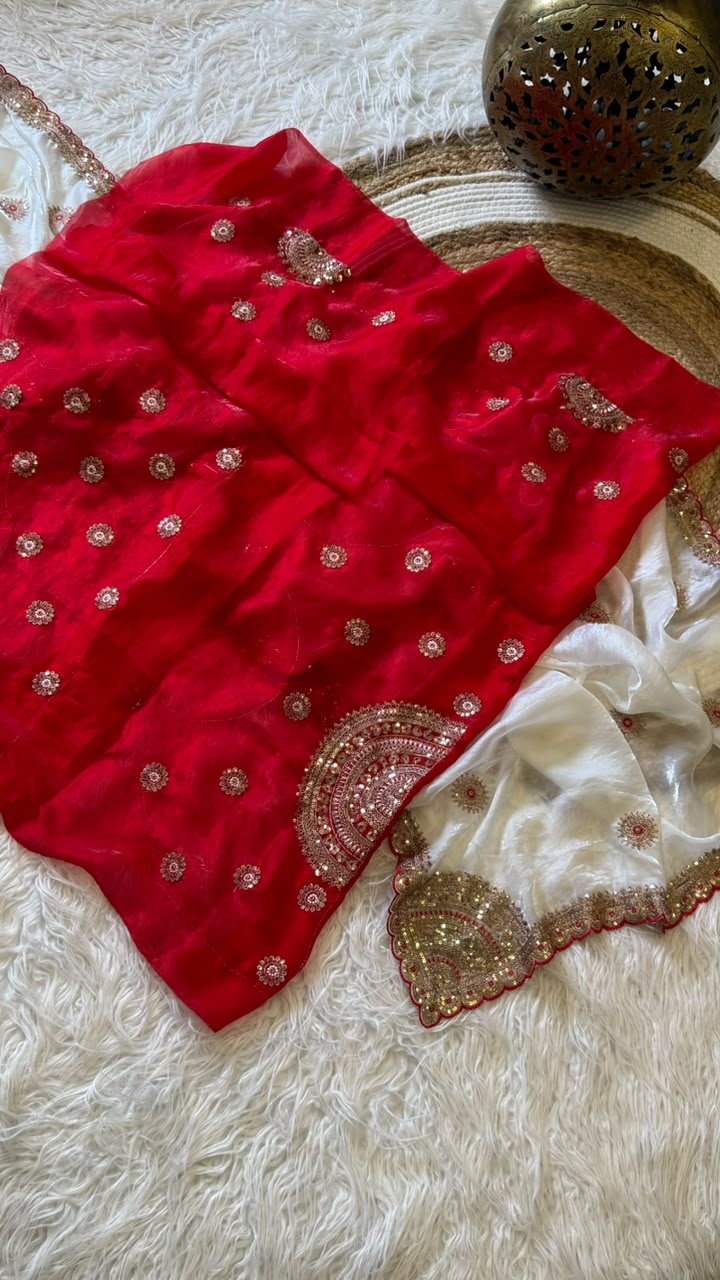 Captivating Wedding Wear Pure Silk Embroidery Sequence n Multi Thread Work Fancy Saree With Contrast Blouse Piece