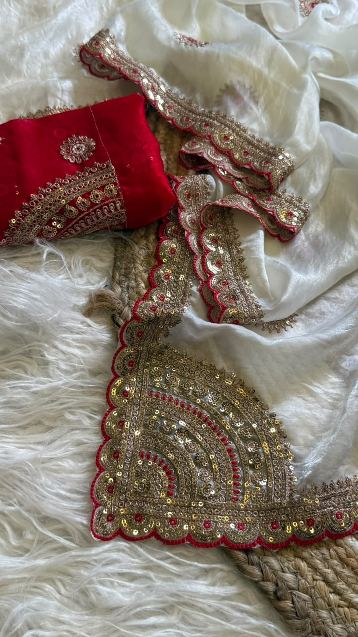 Captivating Wedding Wear Pure Silk Embroidery Sequence n Multi Thread Work Fancy Saree With Contrast Blouse Piece