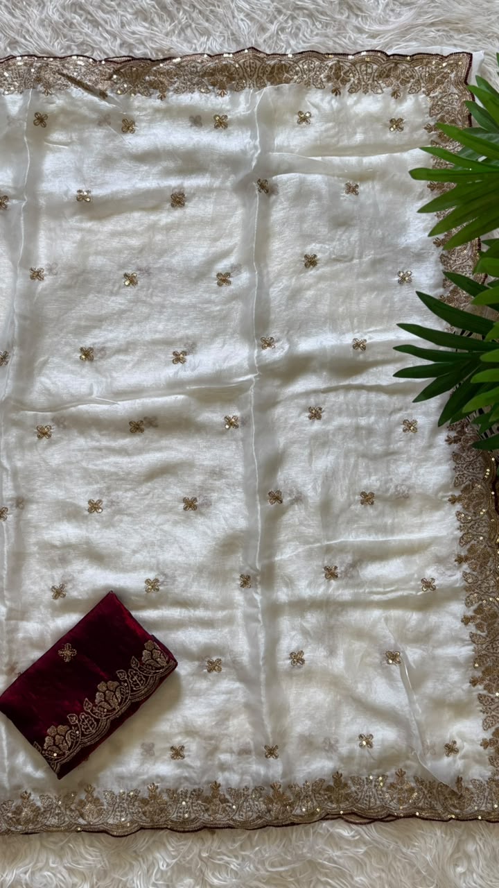 Imaginative Function Wear Silk Embroidery n Sequence Work Fancy Saree With Contrast Blouse Piece