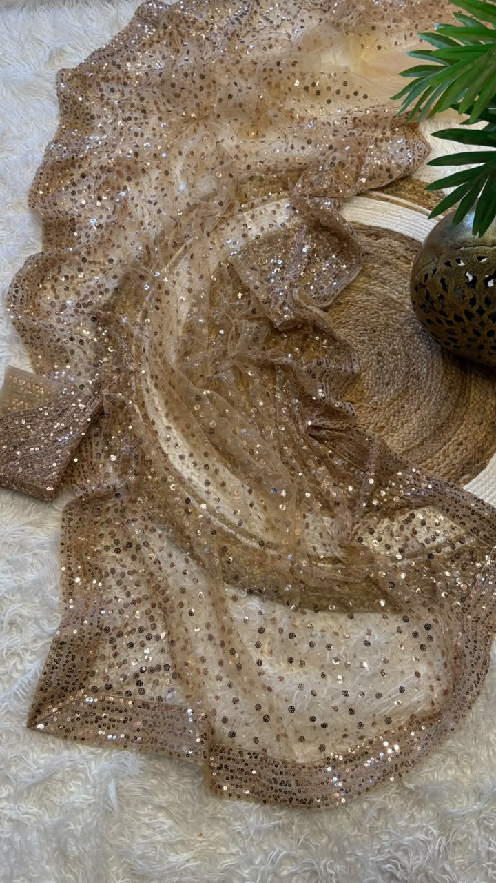 Entrancing Function Wear Mono net Embroidery Sequence n Zari Work Fancy Designer Saree With Blouse Piece