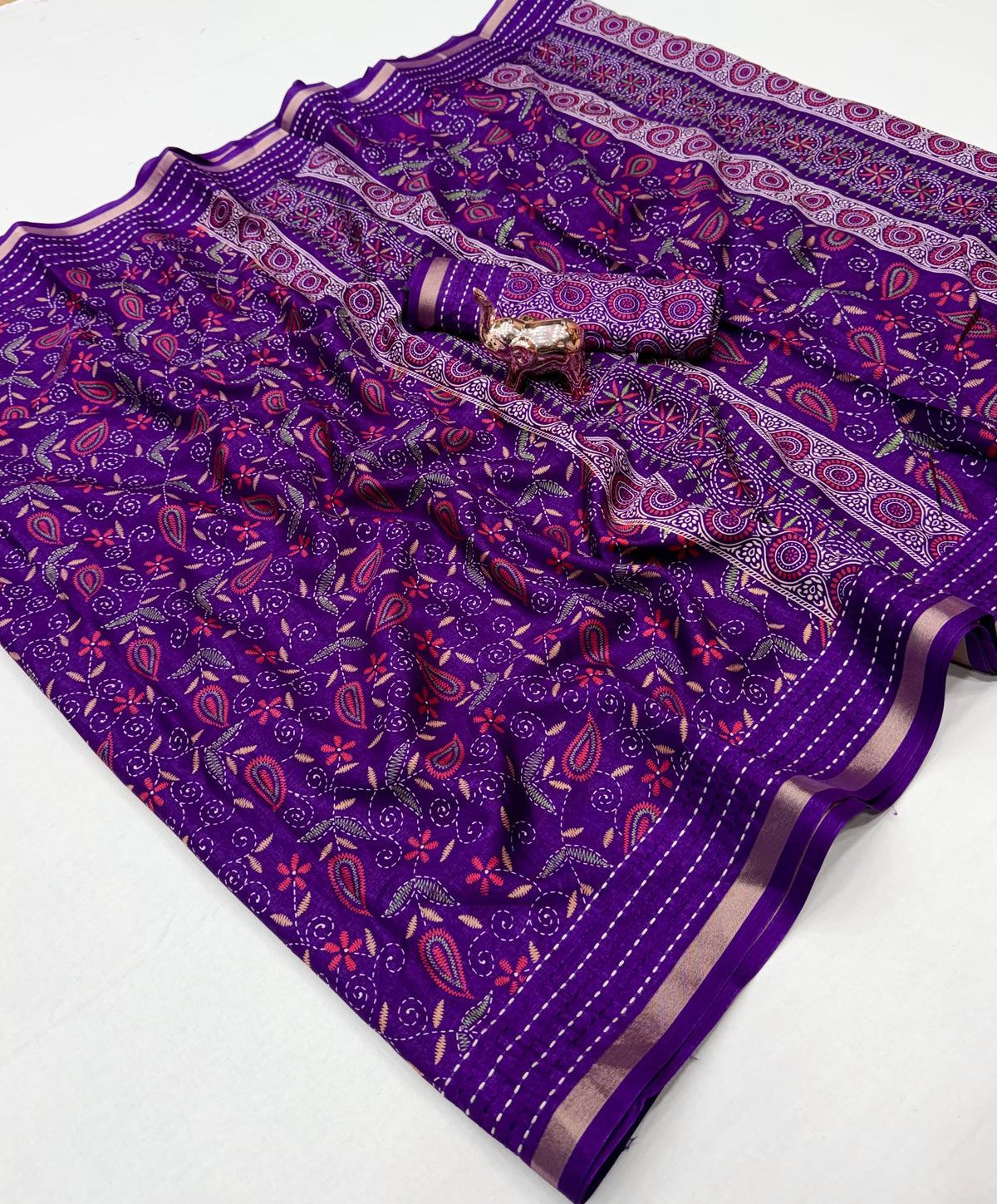Charismatic Function Wear Silk Thread Work Fancy Designer Saree Matching Blouse Piece