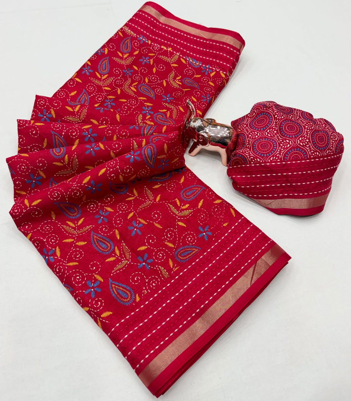 Charismatic Function Wear Silk Thread Work Fancy Designer Saree Matching Blouse Piece