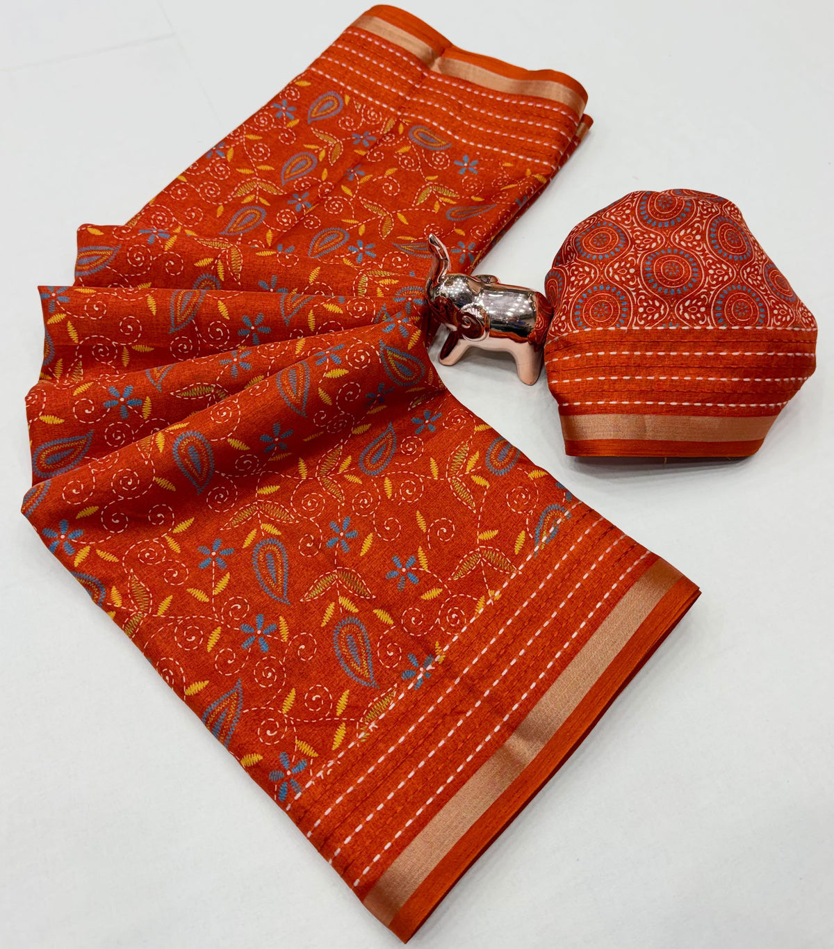 Charismatic Function Wear Silk Thread Work Fancy Designer Saree Matching Blouse Piece