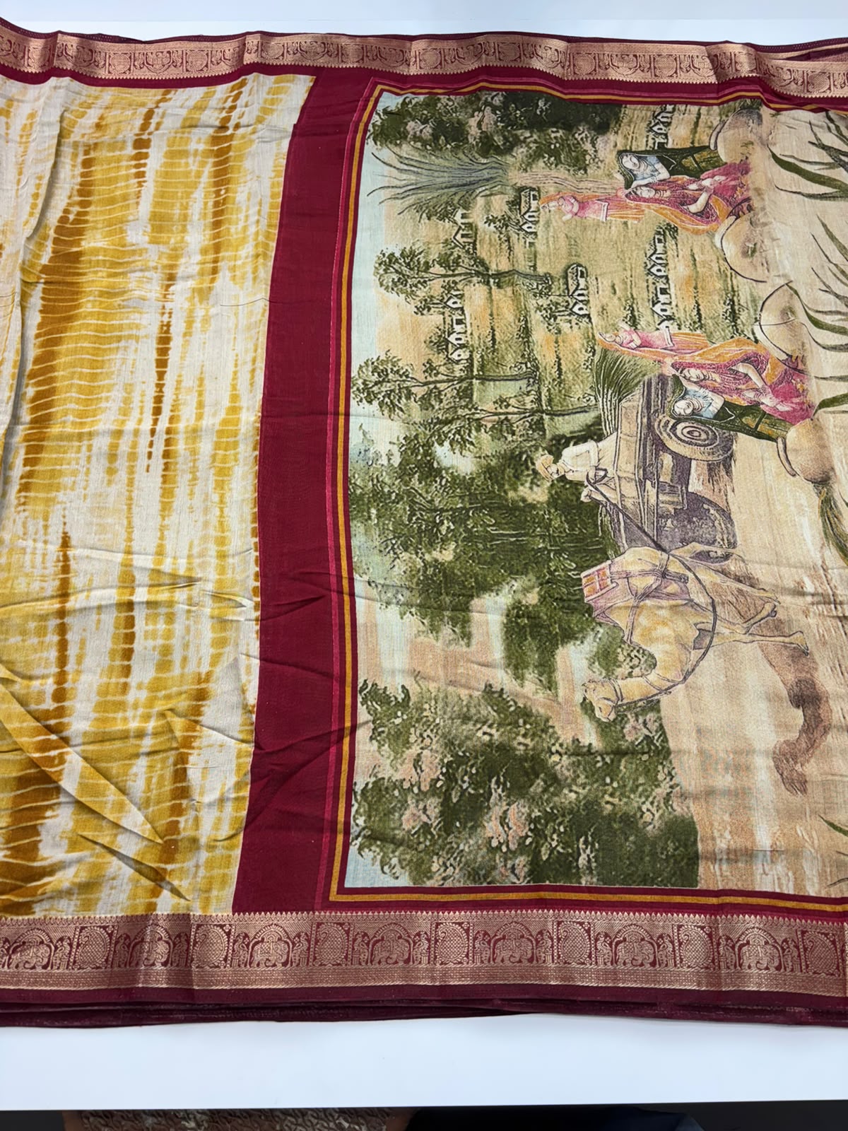 Graceful Function Wear Pure Silk Printed Jacquard Border Fancy Saree With Blouse Piece