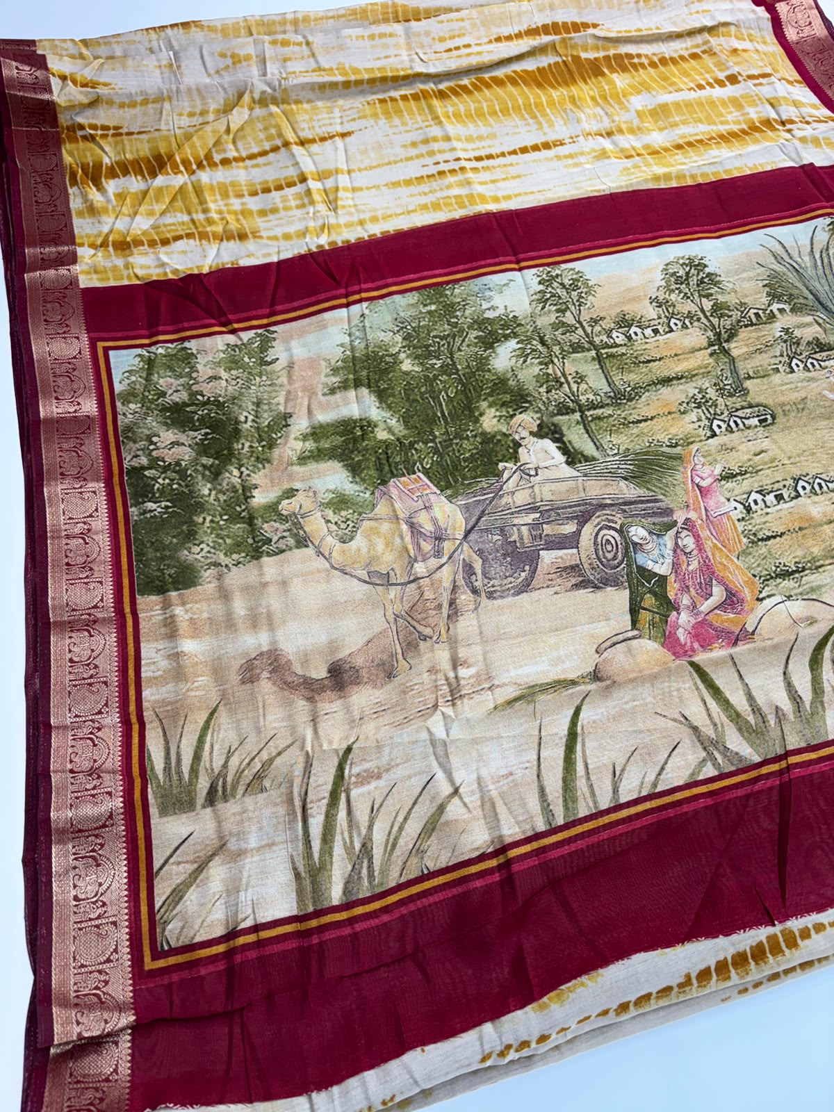 Graceful Function Wear Pure Silk Printed Jacquard Border Fancy Saree With Blouse Piece