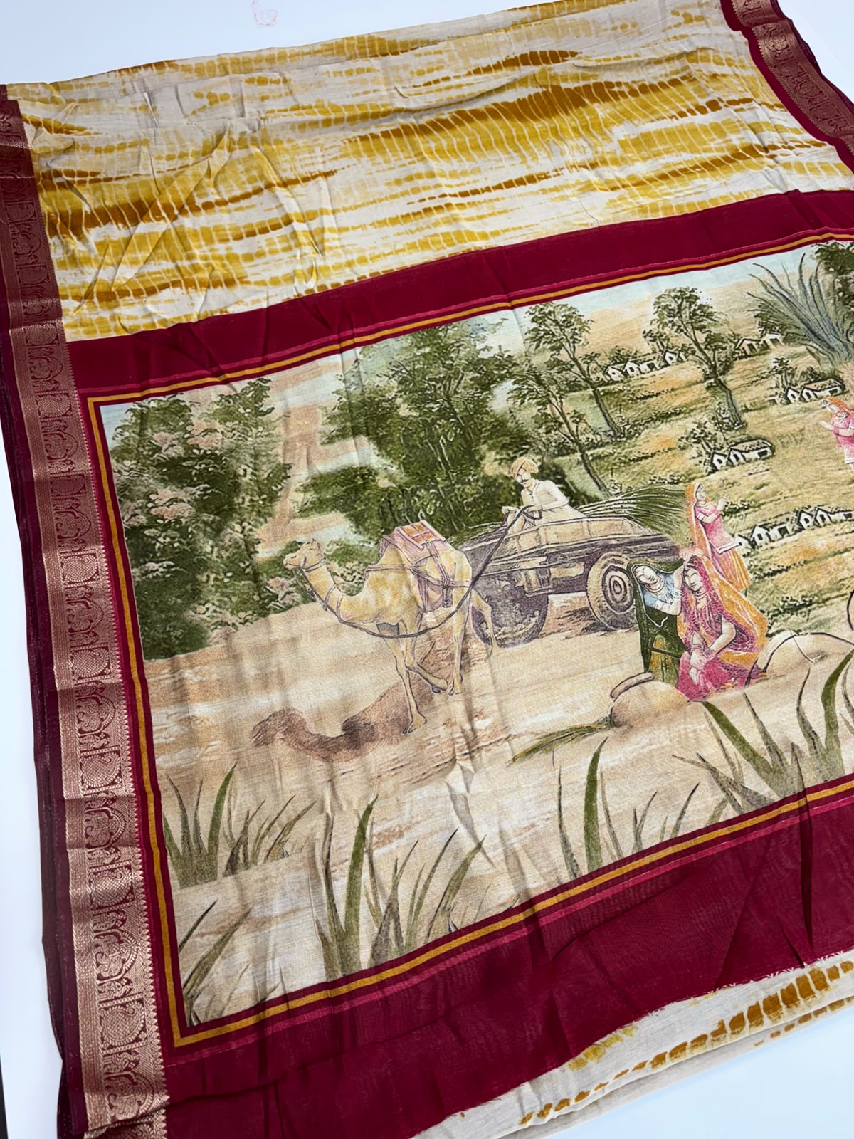 Graceful Function Wear Pure Silk Printed Jacquard Border Fancy Saree With Blouse Piece