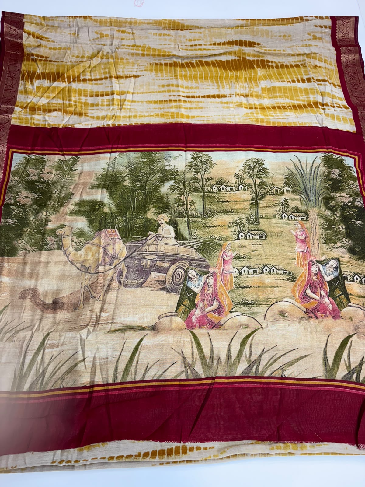 Graceful Function Wear Pure Silk Printed Jacquard Border Fancy Saree With Blouse Piece