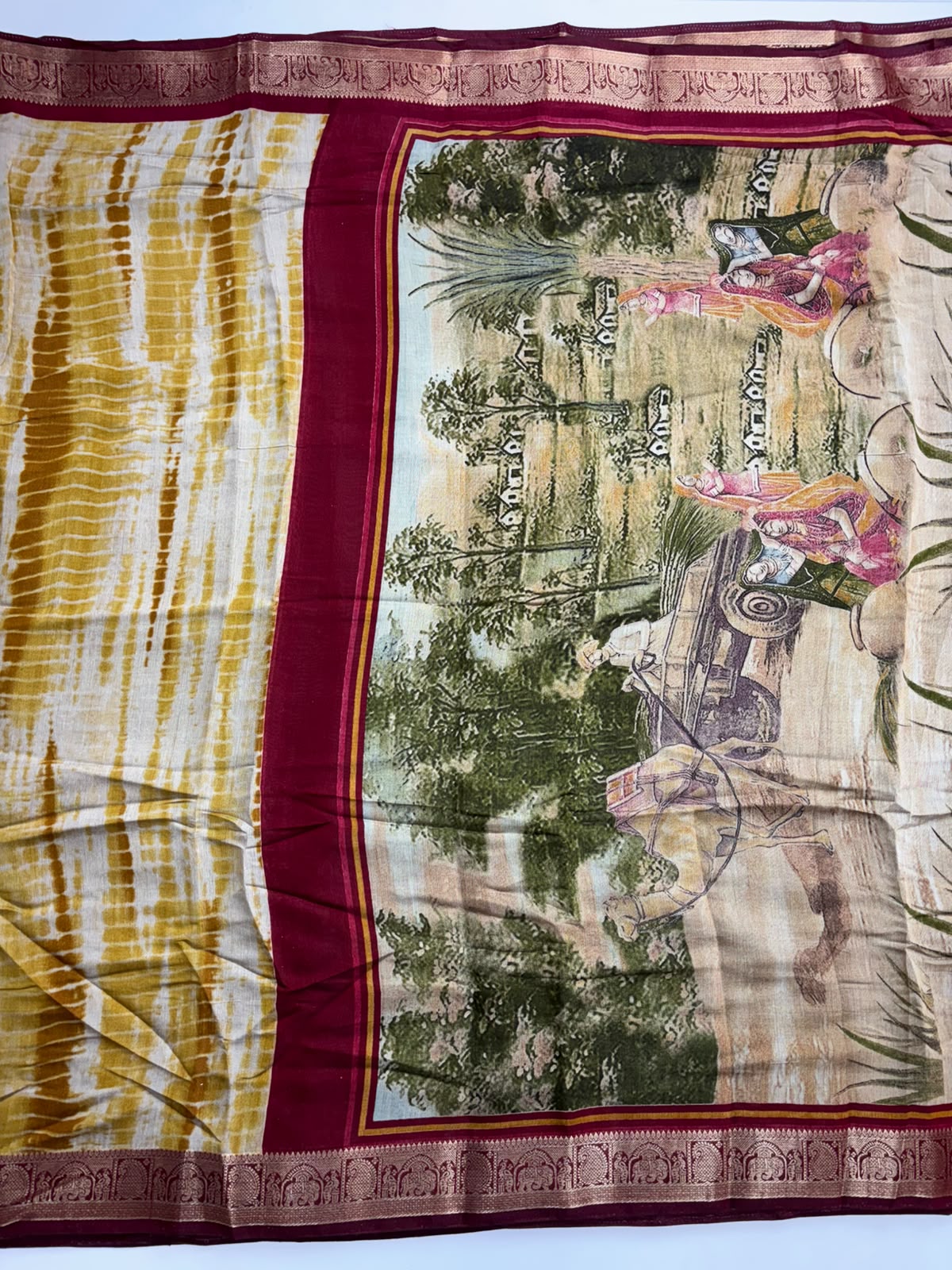 Graceful Function Wear Pure Silk Printed Jacquard Border Fancy Saree With Blouse Piece