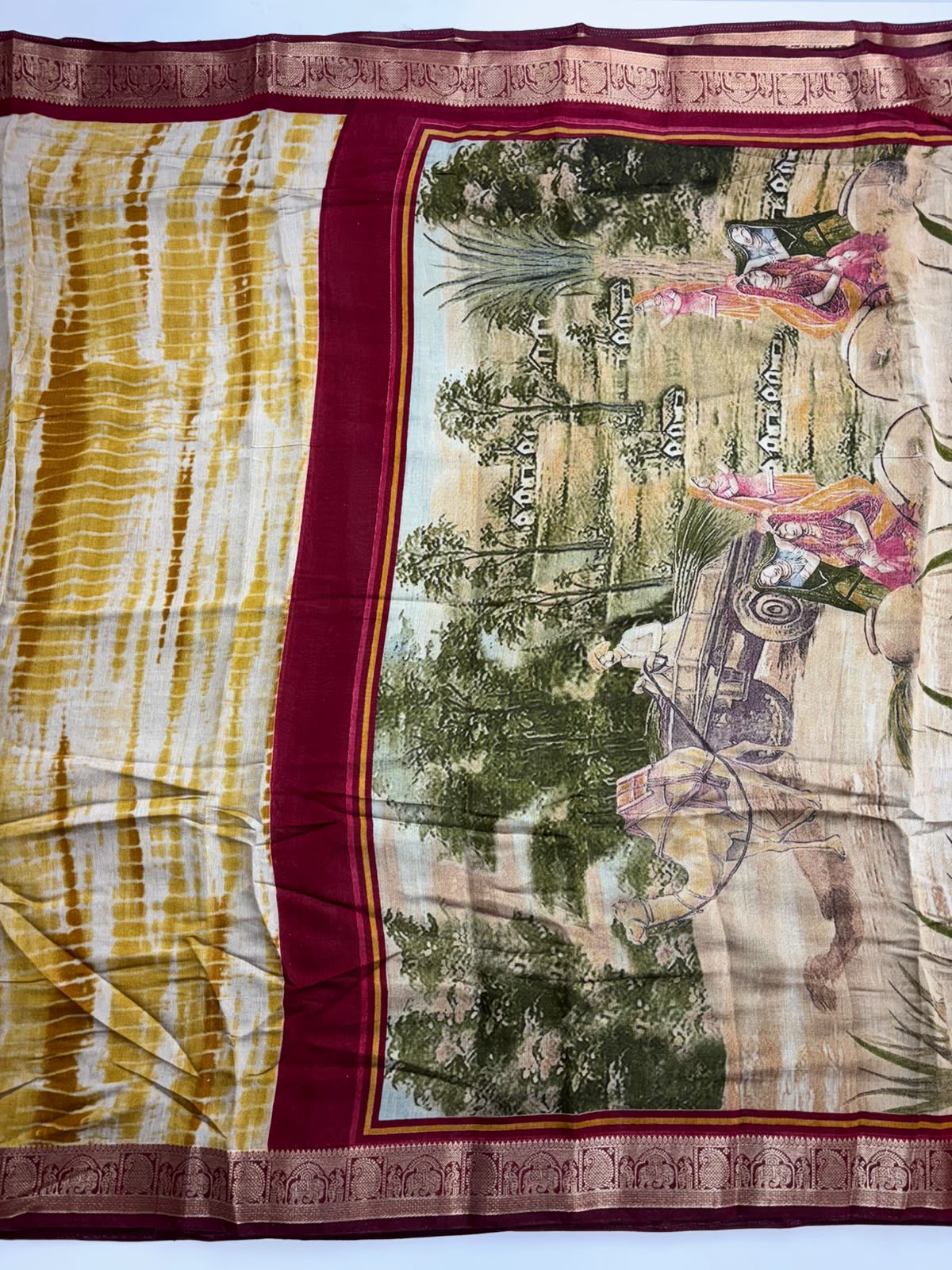 Graceful Function Wear Pure Silk Printed Jacquard Border Fancy Saree With Blouse Piece