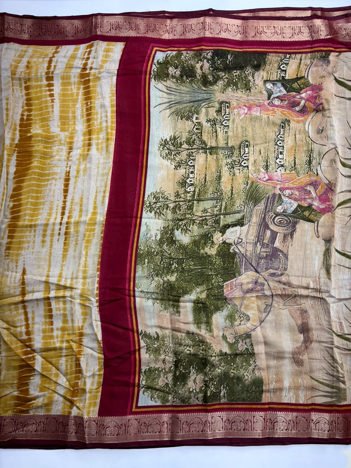 Graceful Function Wear Pure Silk Printed Jacquard Border Fancy Saree With Blouse Piece