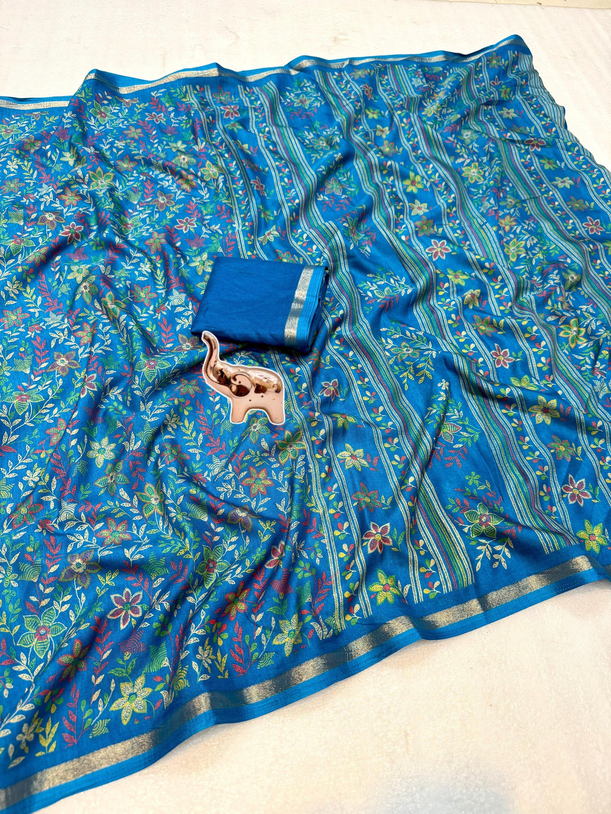Stunning Festive Wear Pure Soft Silk Printed n Zari Work Border Rich Pallu Fancy Designer Saree