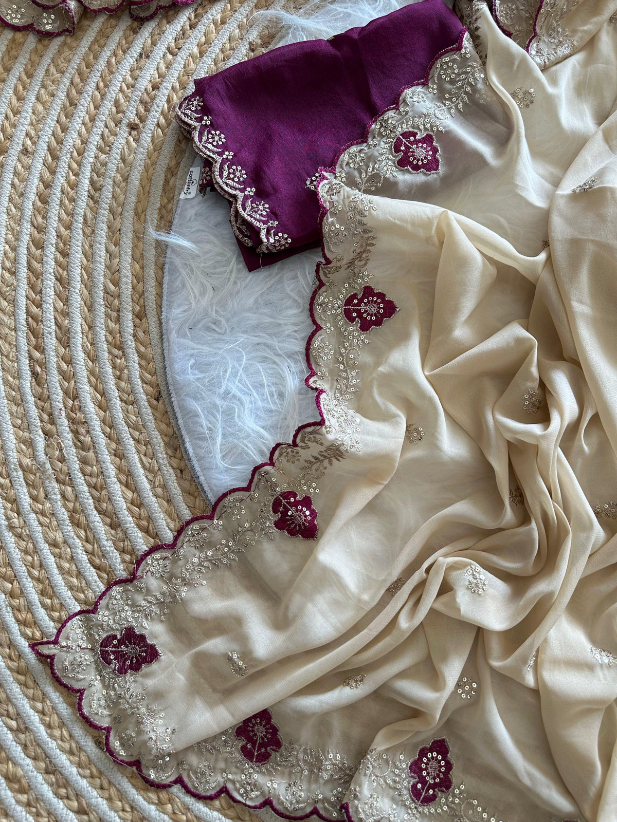 Redolent Wedding Wear Soft Georgette Embroidery Sequence n Thread Work Designer Saree