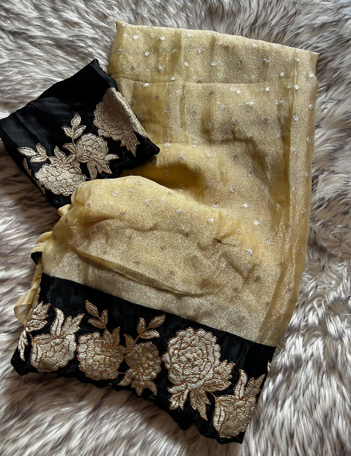 Contemporary Party Wear Tissue Silk Embroidery n Thread Work Fancy Saree With Contrast Blouse Piece