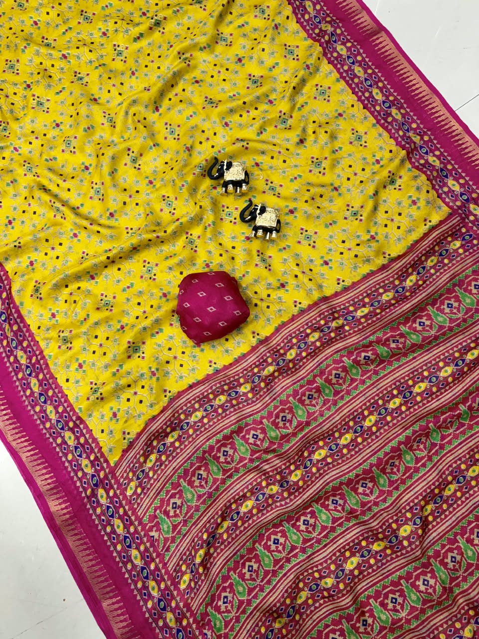 Captivating Function Wear Soft Silk Print Design Zari Weaving Border Rich Pallu Fancy Saree With Blissful Blouse Piece